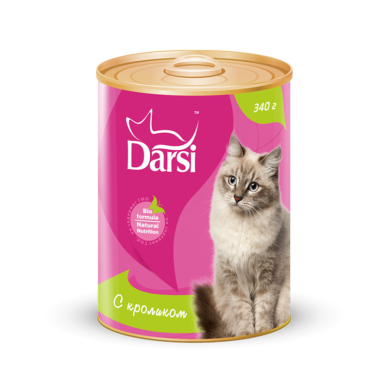 Фото: Darsi Консервы для кошек «Кролик», 340 г. Магазин для животных ЗооПуть