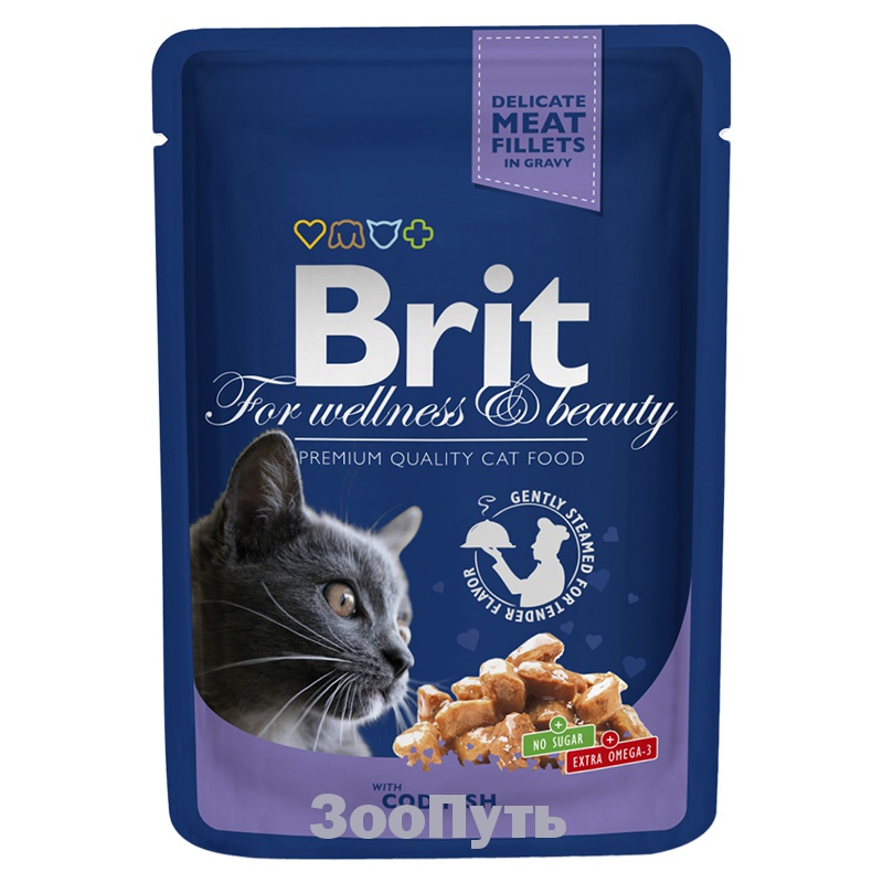 Фото: Паучи для кошек Brit Premium "Треска", 100 г. Магазин для животных ЗооПуть