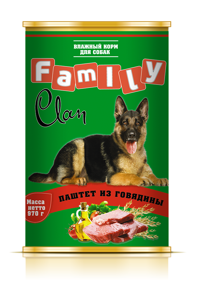 Фото: Clan Family Консервы для собак с говядиной, 970 г. Магазин для животных ЗооПуть