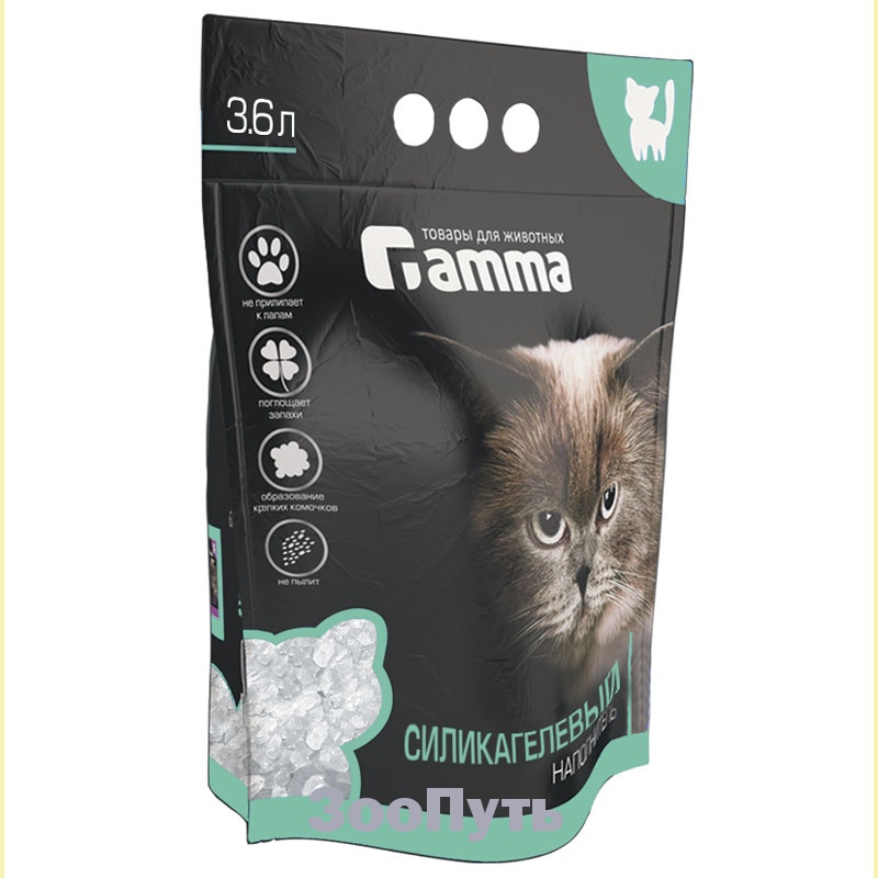 Фото: Gamma Наполнитель для кошачьих туалетов, 3,6 л. Магазин для животных ЗооПуть