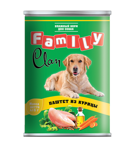Фото: Clan Family Консервы для собак с курицей, 415г. Магазин для животных ЗооПуть