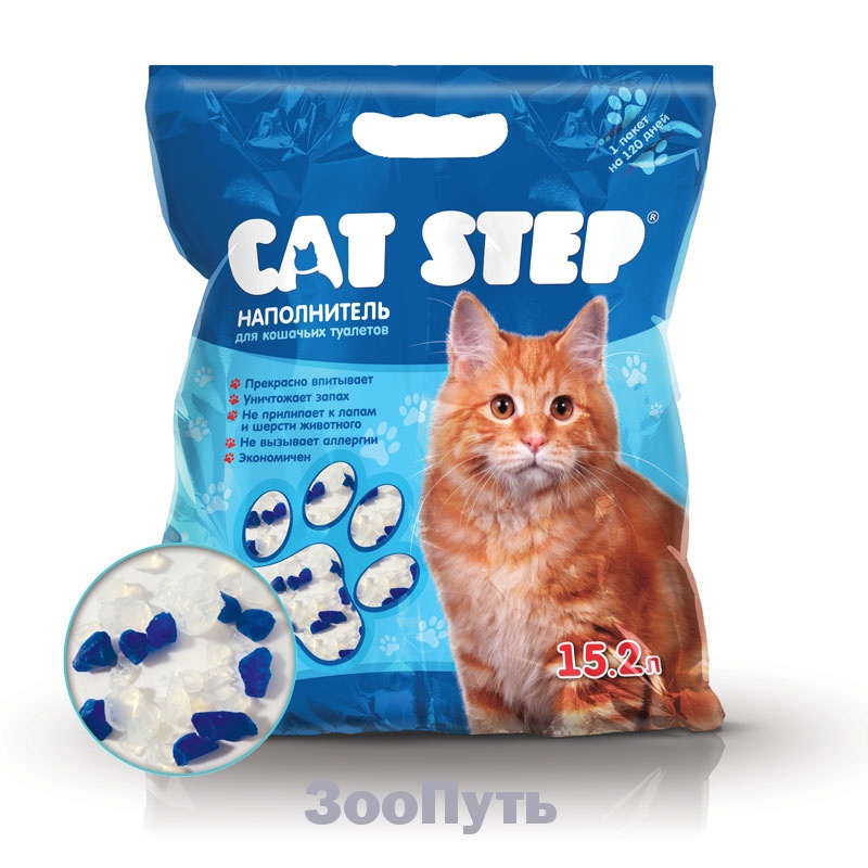 Фото: Наполнитель для кошачьих туалетов Cat Step, 15,2 л, силикагелевый  . Магазин для животных ЗооПуть