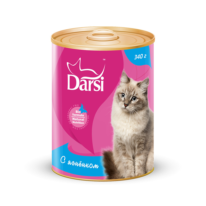 Фото: Darsi Консервы для кошек «Ягненок», 340 г. Магазин для животных ЗооПуть