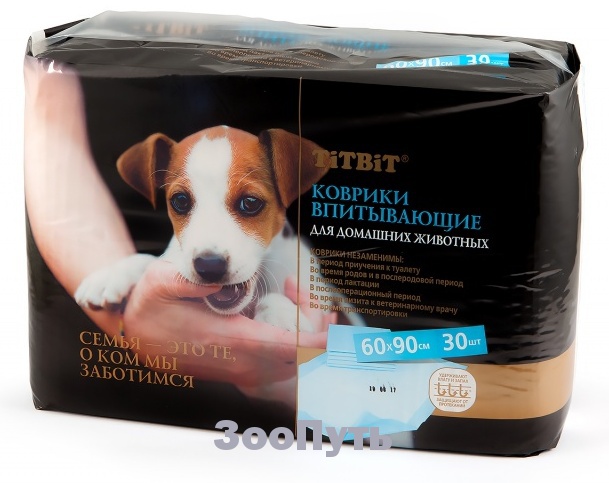 Фото: Titbit Коврики впитывающие для собак, 60 х 90 см. Магазин для животных ЗооПуть