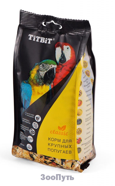 Фото: TITBIT Корм для крупных попугаев Classic, 500 г. Магазин для животных ЗооПуть